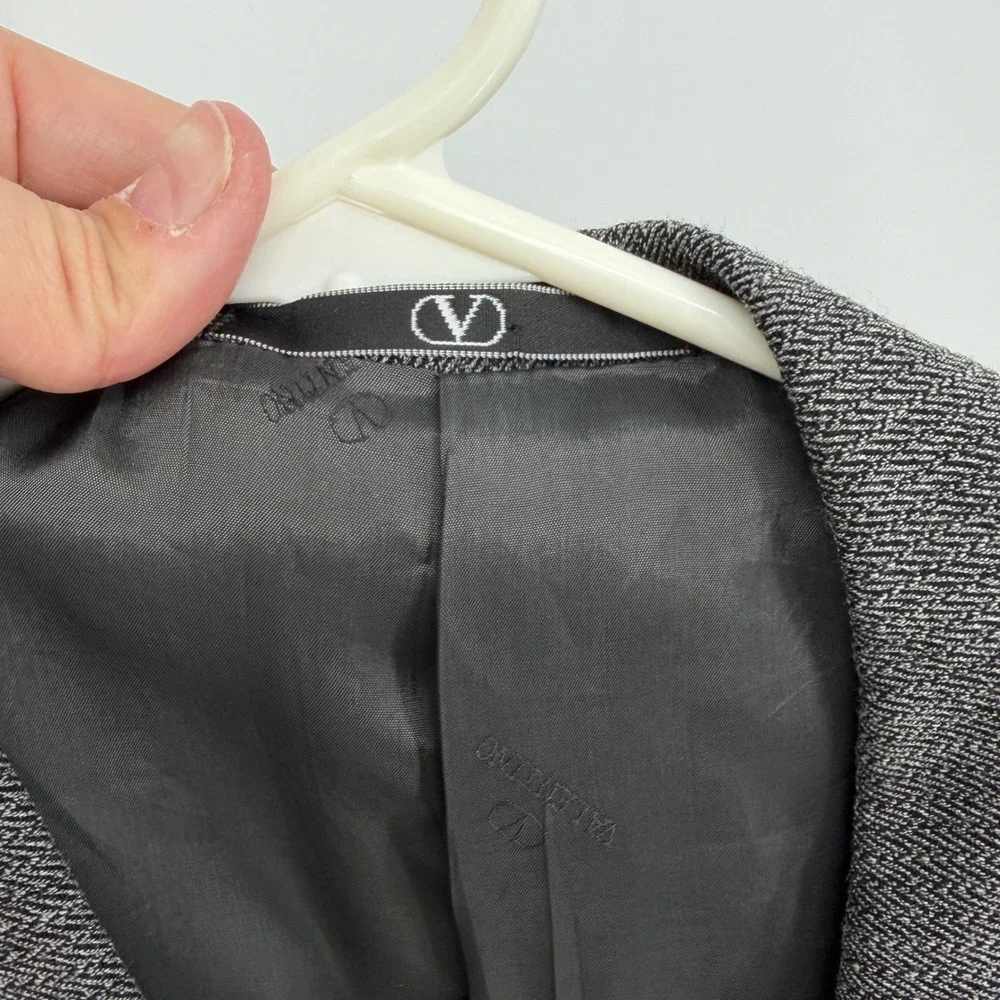 Valentino Uomo Gray Wool Blend Sport Coat‎ Blazer Made in Italy Holes 46R